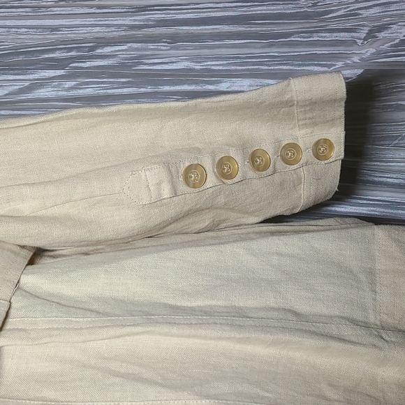 Vintage 70's Inspired 100% Linen Button Down Belted Tunic - Picture 8 of 10